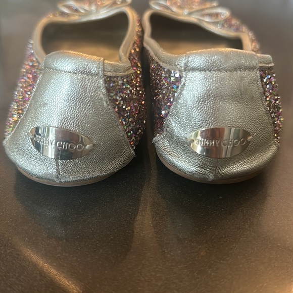 Jimmy Choo Walsh Glittered Leather Ballet Flast - Picture 4 of 7